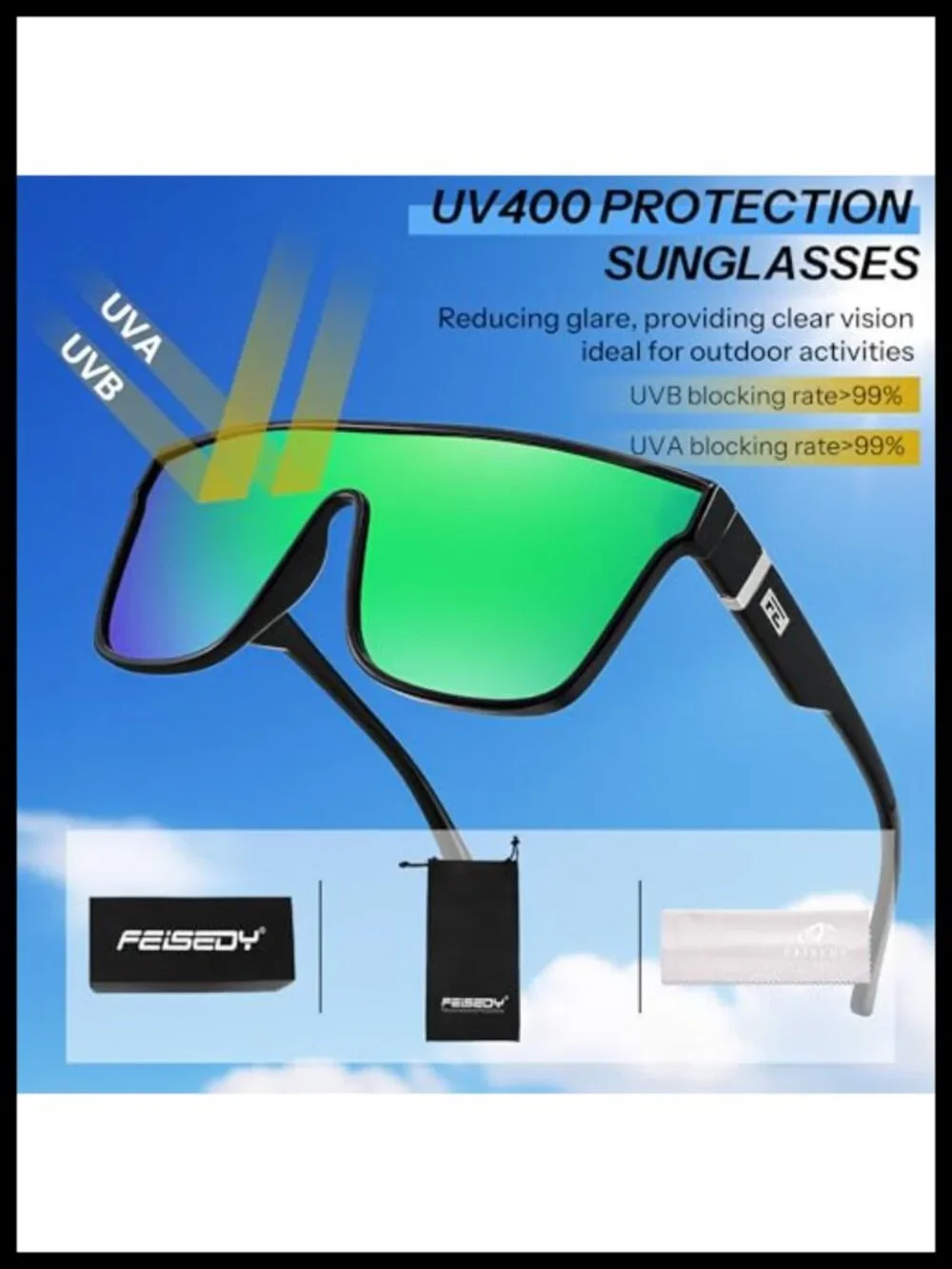 Oversized Square Mirrored Sunglasses UV400 Protection